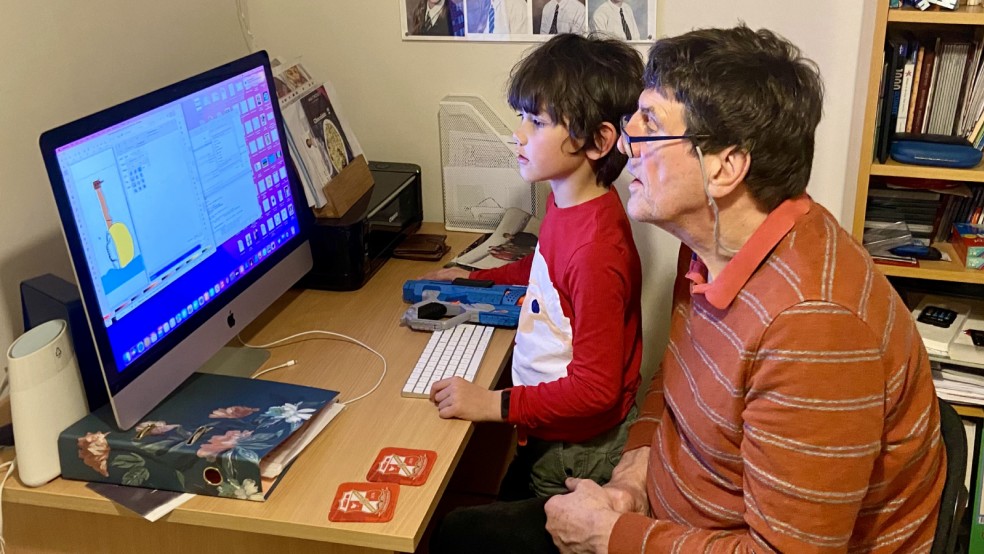 Benjamin, aged 8, animating with his grandad