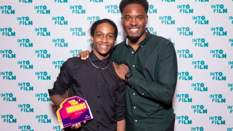 Laquarn McQueen, winner of Best Film 16-19 with 'STOP', with Amani Simpson