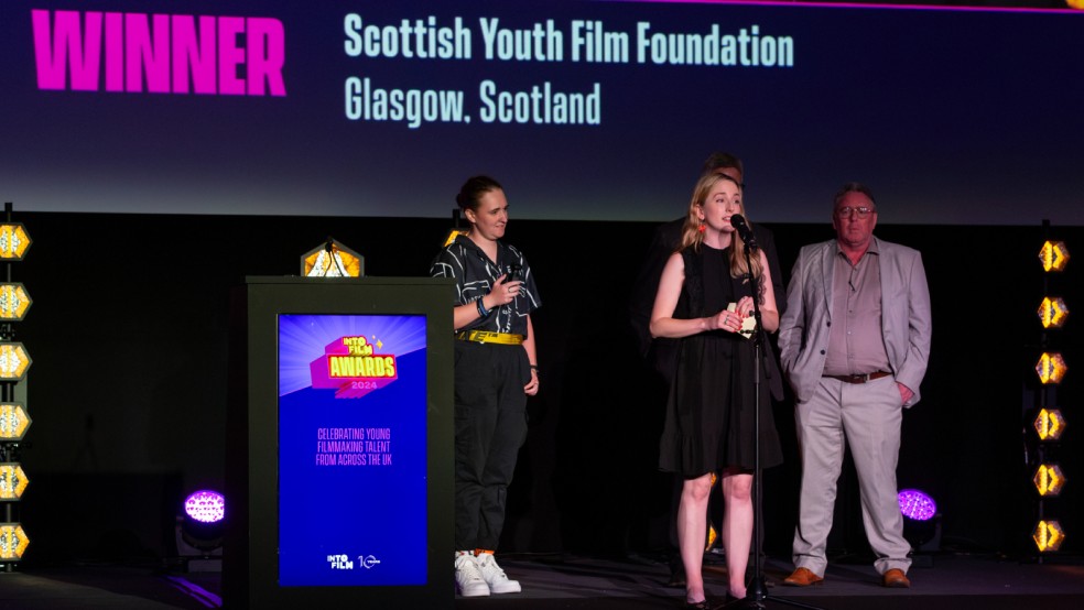 Scottish Youth Film Foundation collecting their Filmmaking Champion award