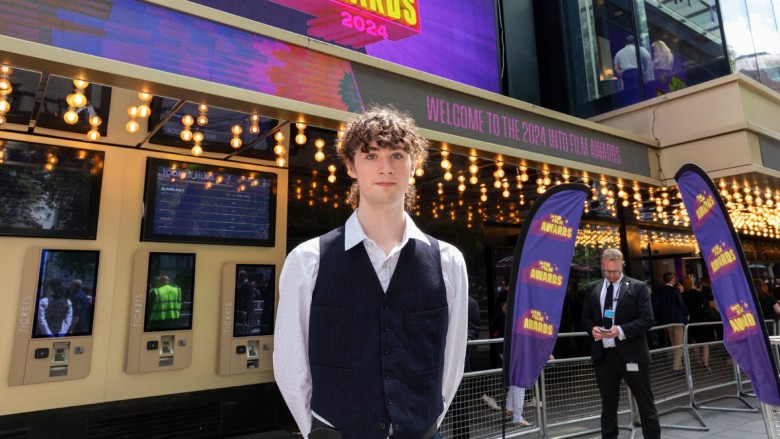 Ones to Watch winner Ben Mullan outside the Into Film Awards 2024