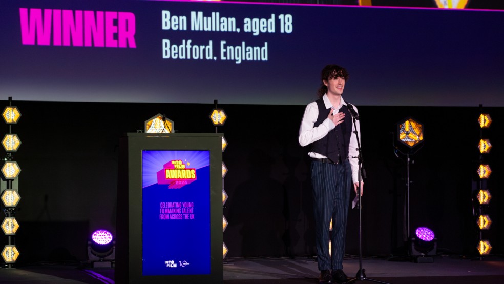 Ones to Watch winner Ben Mullan collects his award on stage