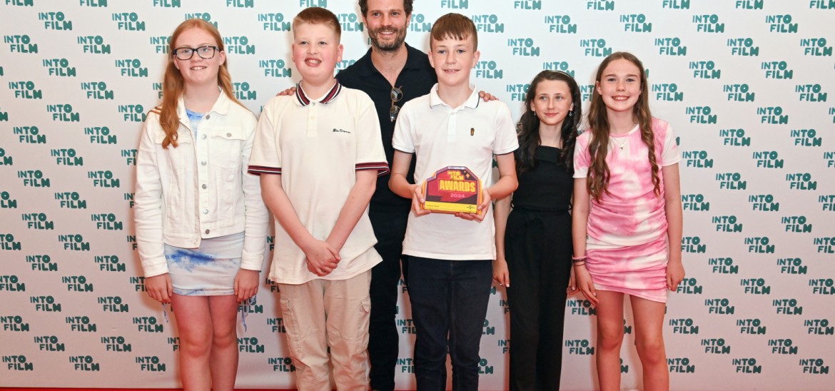 Audience Choice winners from St Colmcille's High School with Jamie Dornan.