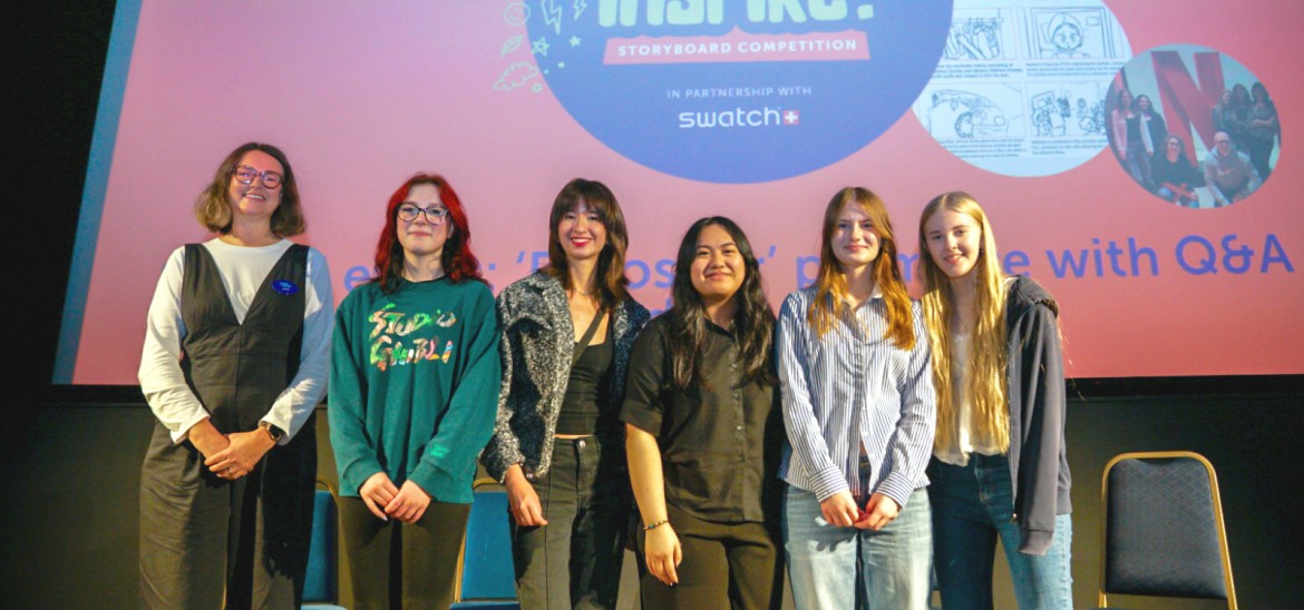 The filmmakers behind short film Dinosaur on stage in Sheffield.