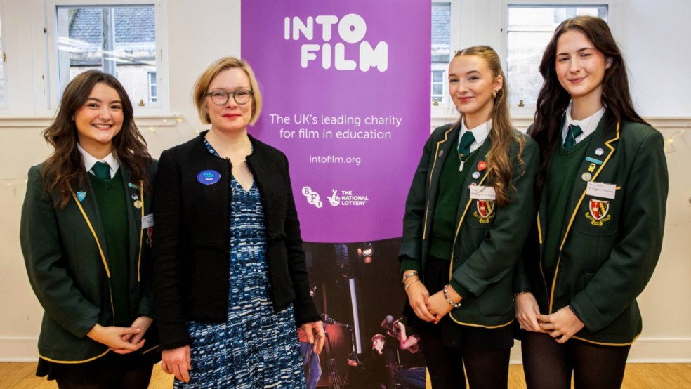 Nicola Kettlewood, with young people from St Mungo's High School, Falkirk