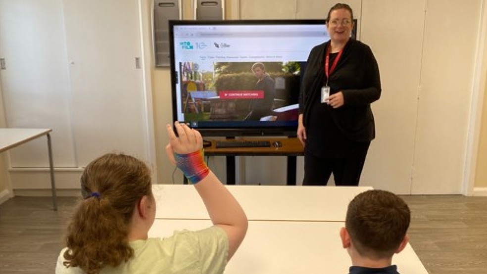Susan Gould teaching in her classroom.