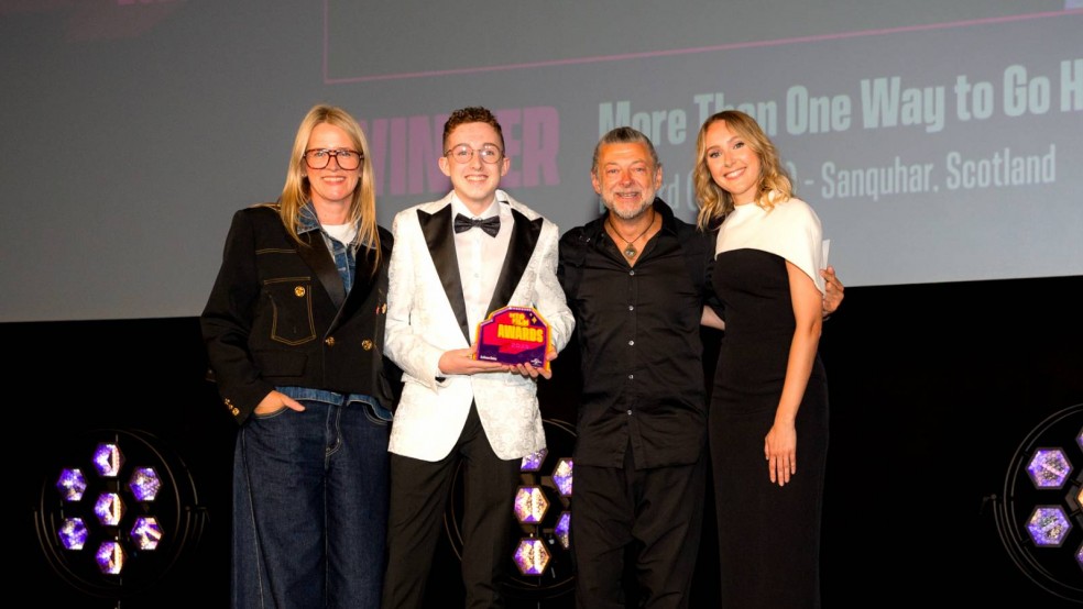 Audience Choice winner Edward on stage at the 2025 Into Film Awards.
