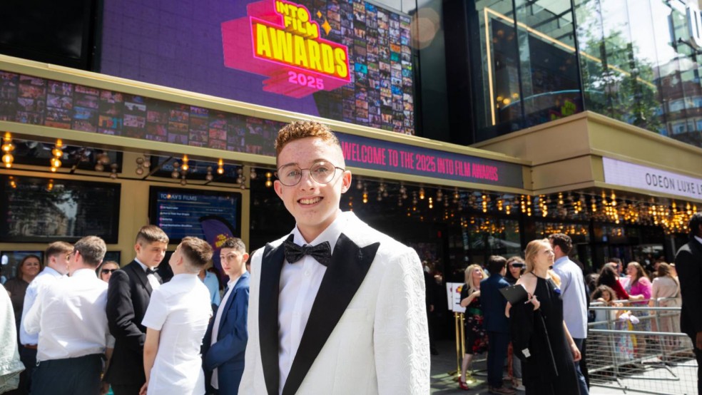 Audience Choice winner Edward poses outside the Into Film Awards 2025