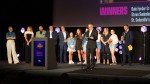 Filmmaking Champions winner Steve Swindon giving a speech on stage