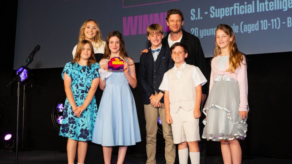 Best Film 5-11 winners from Burnham Market Primary School on stage (2025)