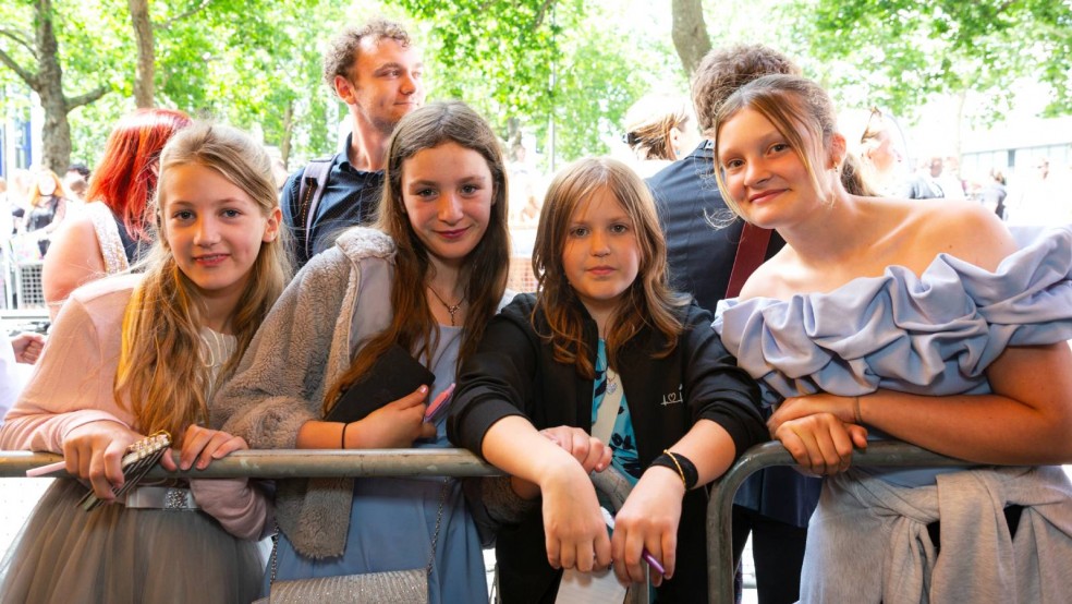 Young people from Burnham Market Primary outside the Into Film Awards 2025