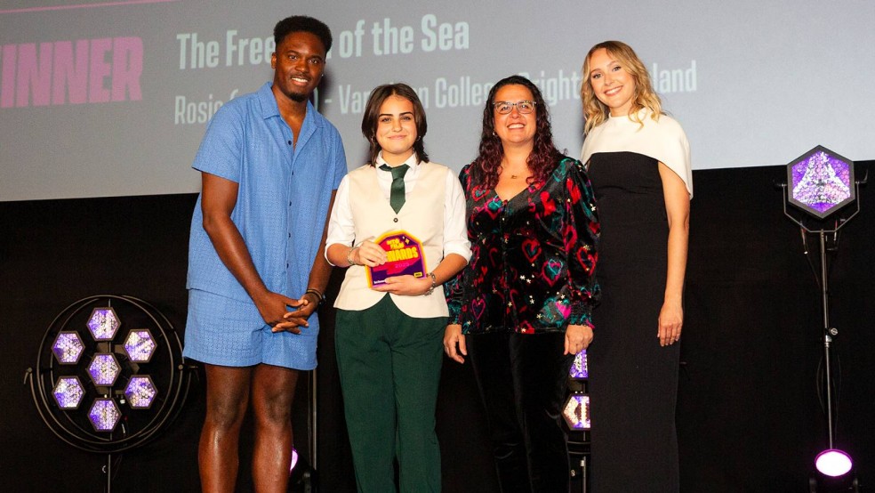 Best Documentary winner Rosie on stage