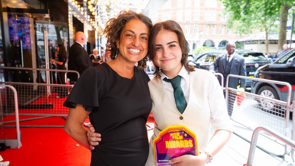Best Documentary winner Rosie poses with her mother.