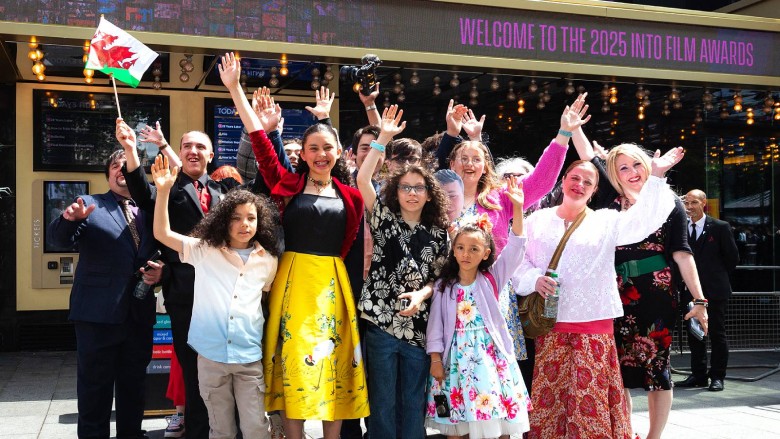 Araminta with her family, friends, and fellow filmmakers