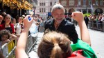 Actor Andy Serkis greets a young fan outside the Into Film Awards 2025