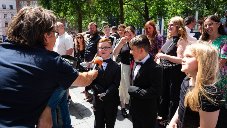 Young filmmakers interviewed at the Into Film Awards 2025.