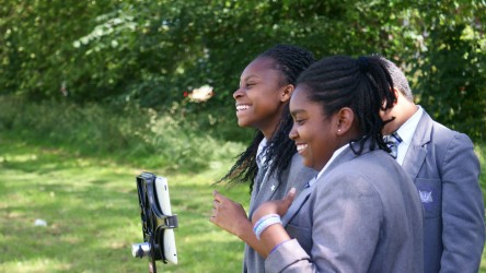 Secondary students making a film.