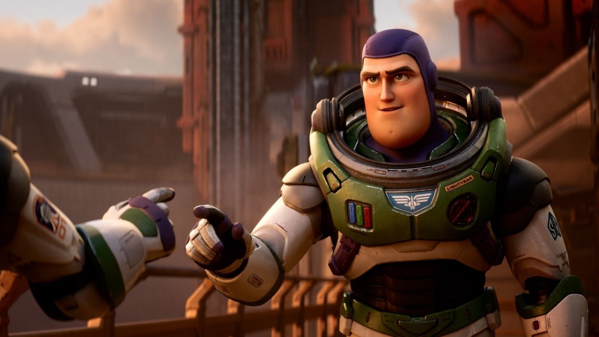 A cartoon of the astronaut Buzz Lightyear pointing 