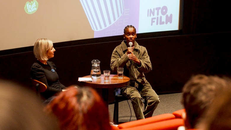 Letitia Wright speaking to young people at HOME in Manchester