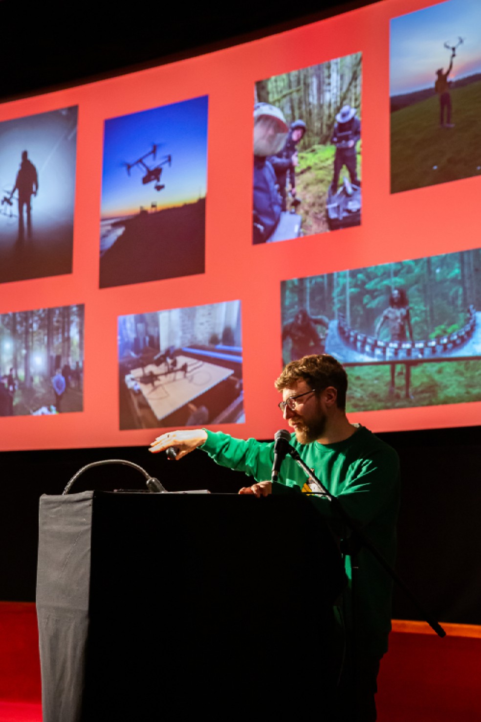 Drone Operator Robbie Jones speaks to young people in Glasgow