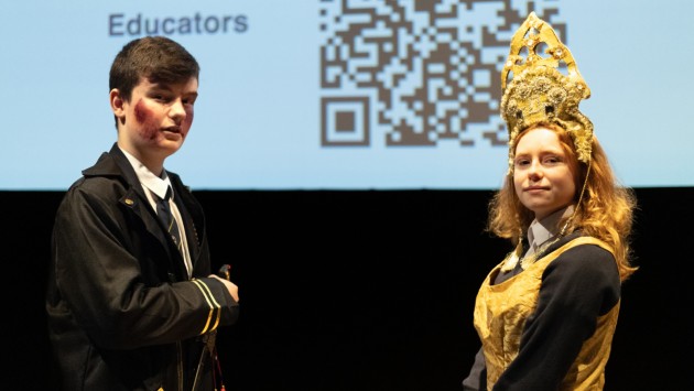 Young people in costume and demonstrating wound SFX