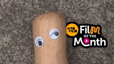 Squash with googly eyes and Film of the Month logo