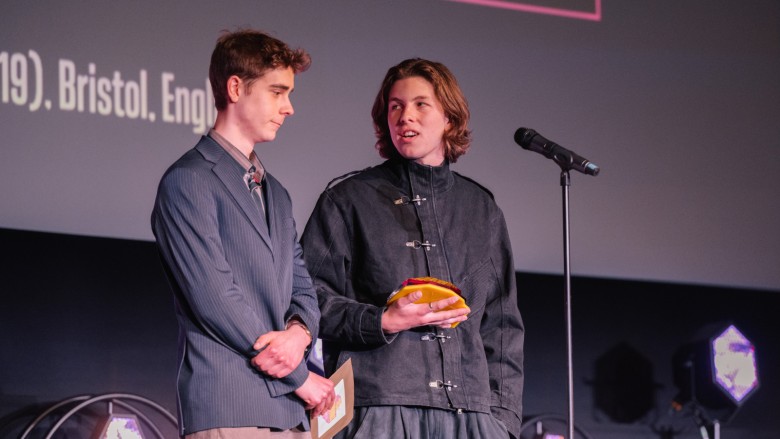 Best Animation: 12-19 winners Noah and Yuli on stage