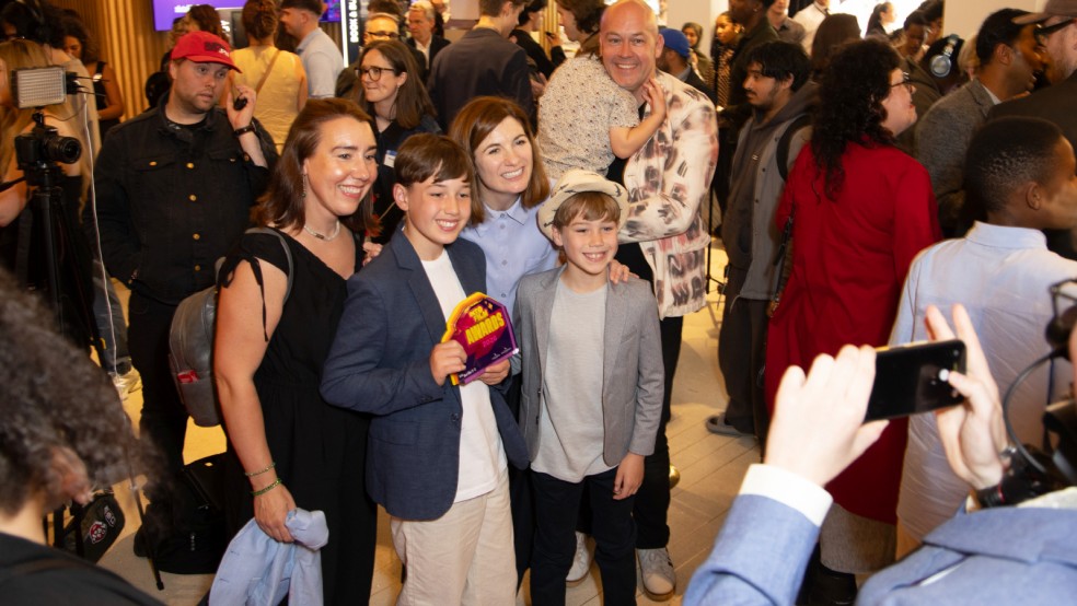 Best Film: 5-11 winners Fletcher and Jude get a photo with Jodie Whittaker