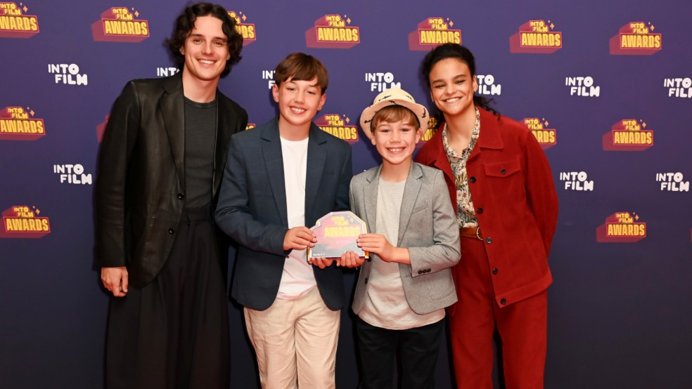Best Film: 5-11 winners Fletcher and Jude with Harry Collett and Chloe Lea