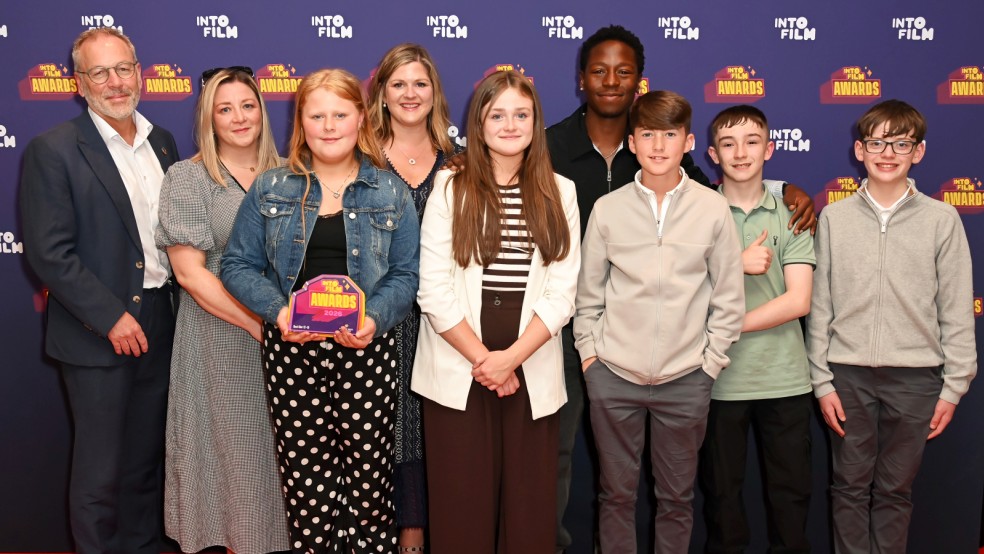 Best Film: 12-15 winners from St Colmcille's, with actor David Jonsson
