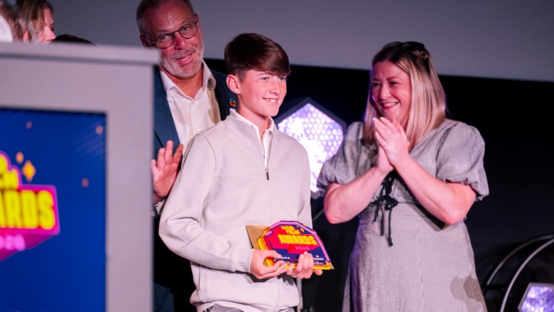 Filmmakers from Best Film: 12-15 winners St Colmcille's on stage