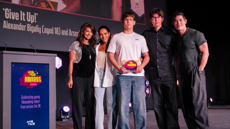 Innovation in Filmmaking winners Alexander and Arseniy on stage