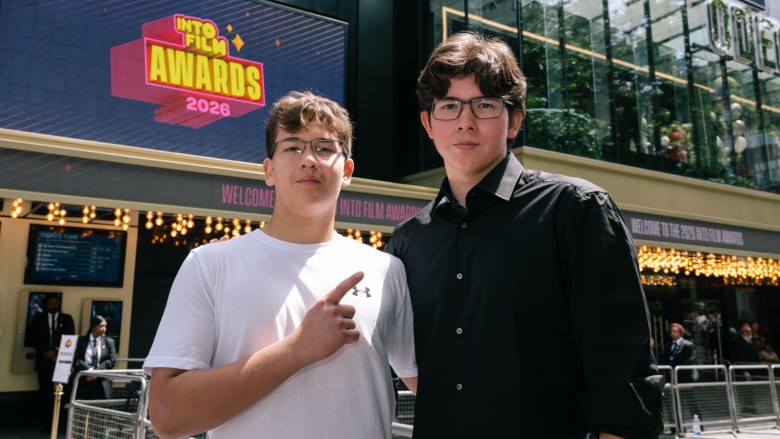 Innovation in Filmmaking winners Alexander and Arseniy outside