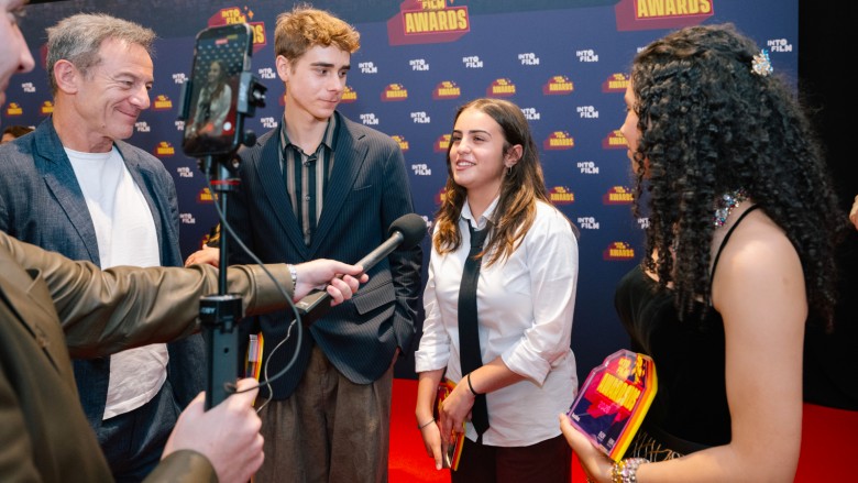 Ones to Watch winner Rosie being interviewed with her fellow Ones to Watch 