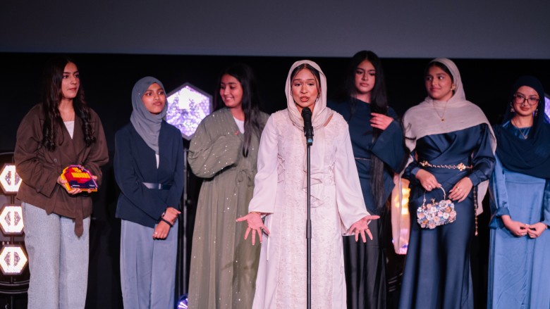 Best Documentary winners, Working Class Film School, Manchester, on stage