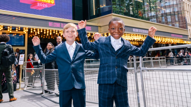 Young guests outside the Into Film Awards 2026
