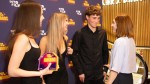 Best Story winners Anna, Yeva and Platon with actor Jodie Whittaker