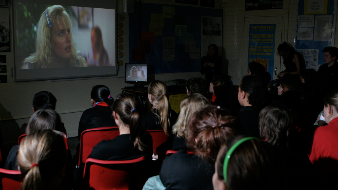 Queens Park School pupils watching film