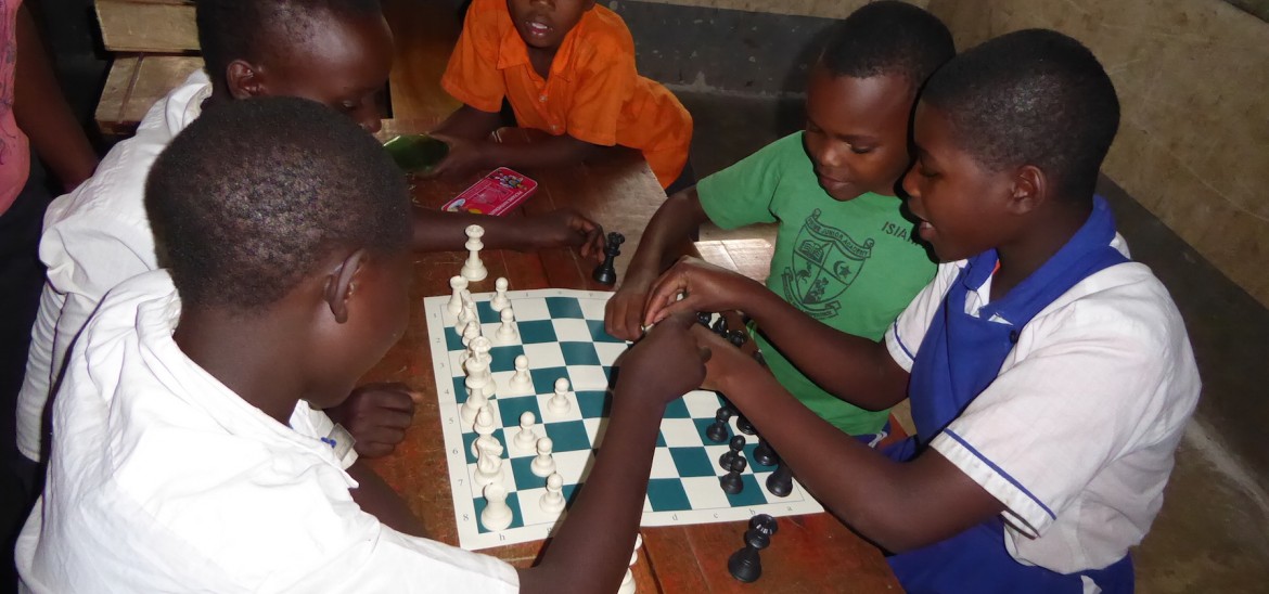 Ugandan school playing chess
