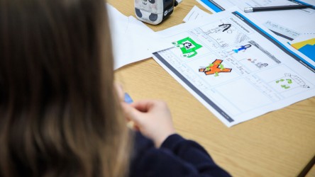 This image shows a pupil and a storyboard.