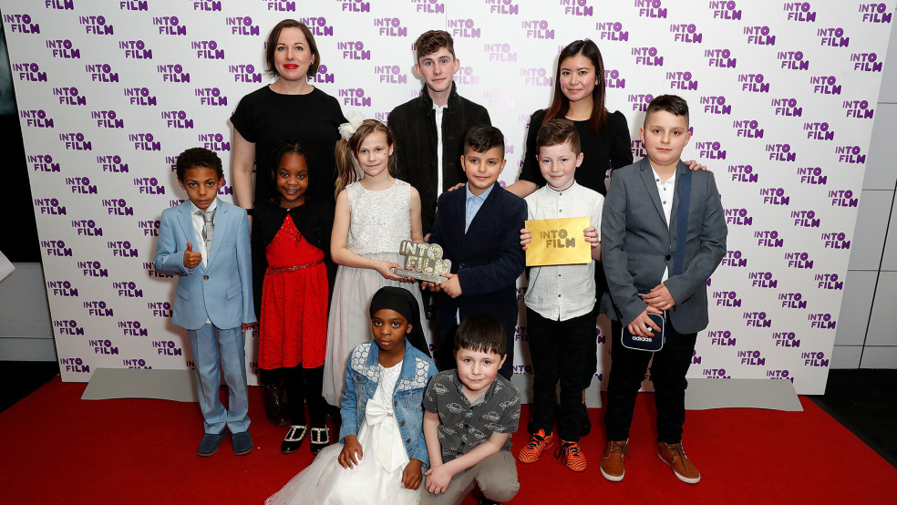 Film Club of the Year: 12 and Under winners with presenters and sponsor.