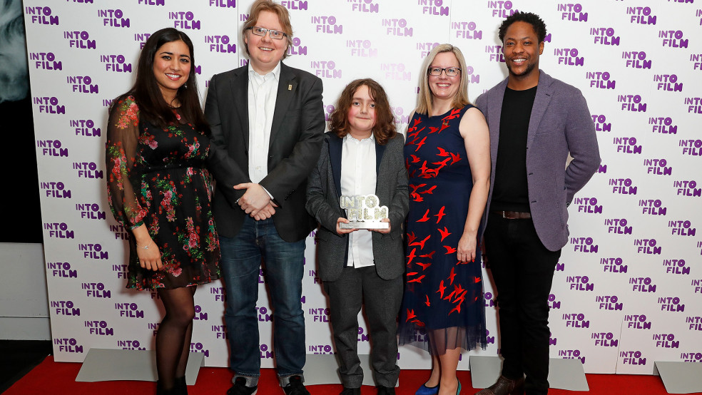 Review of the Year winner Fletcher, with presenters and sponsors.