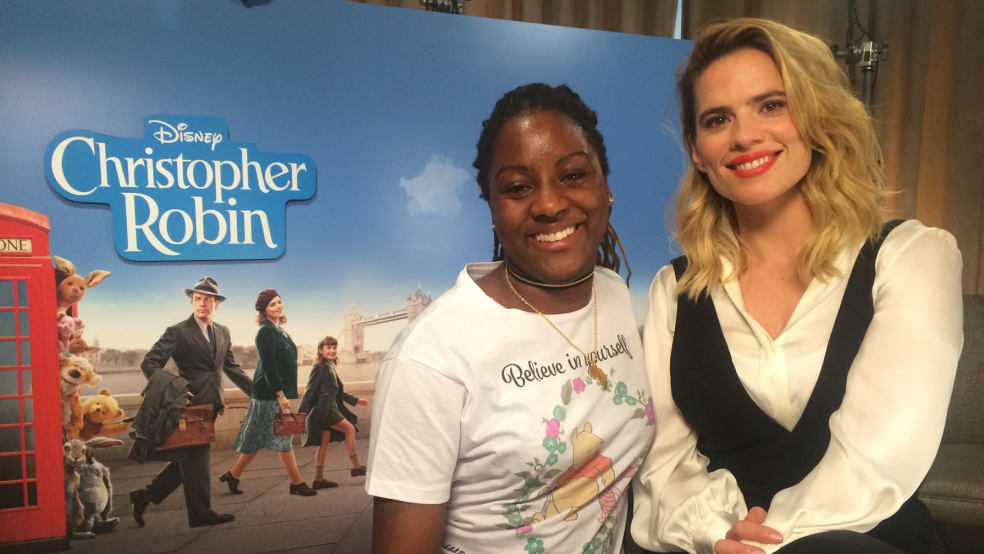 Imoleayo with Hayley Atwell at the Christopher Robin Junket