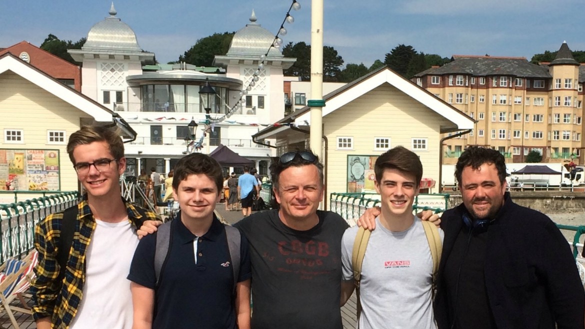 YAC Members Cai, Owain, and Reporter Ben with Andy Goddard and Celyn Jones