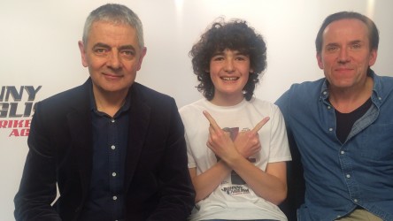 Archie with Rowan Atkinson and Ben Miller