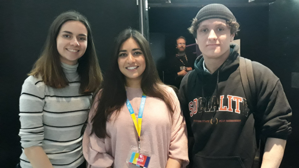 Reporters Alexa and Cai with film journalist and presenter Rhianna Dhillon 