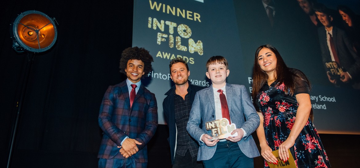 Winner Frankie with Radzi, director Michael Pearce & critic Rhianna Dhillon