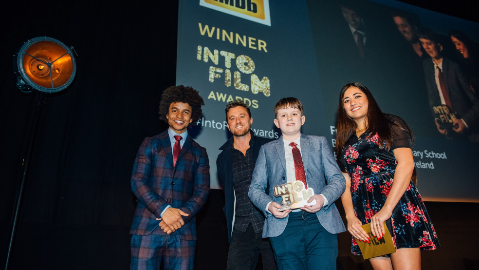 Winner Frankie with Radzi, director Michael Pearce & critic Rhianna Dhillon