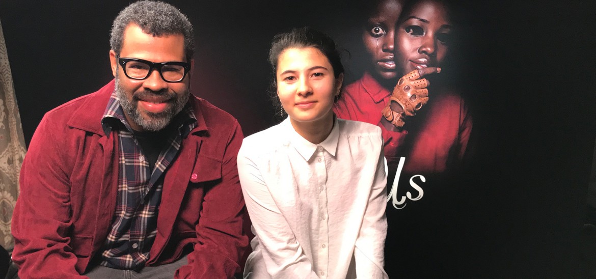 'Us' writer and director Jordan Peele and reporter Eden 