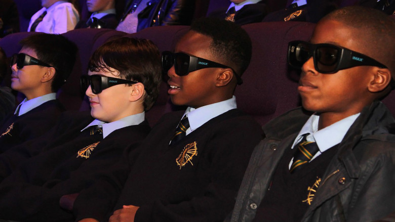 Into Film Festival attendees with 3D glasses