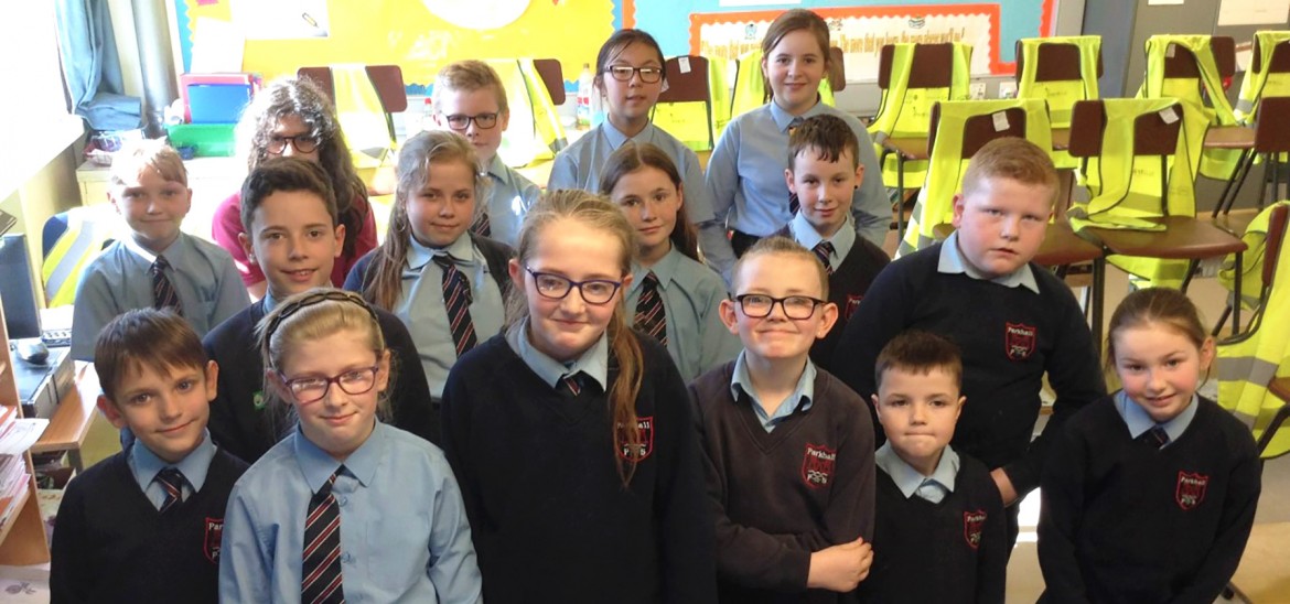 Club members of Parkhall Primary School in Antrim, in Northern Ireland